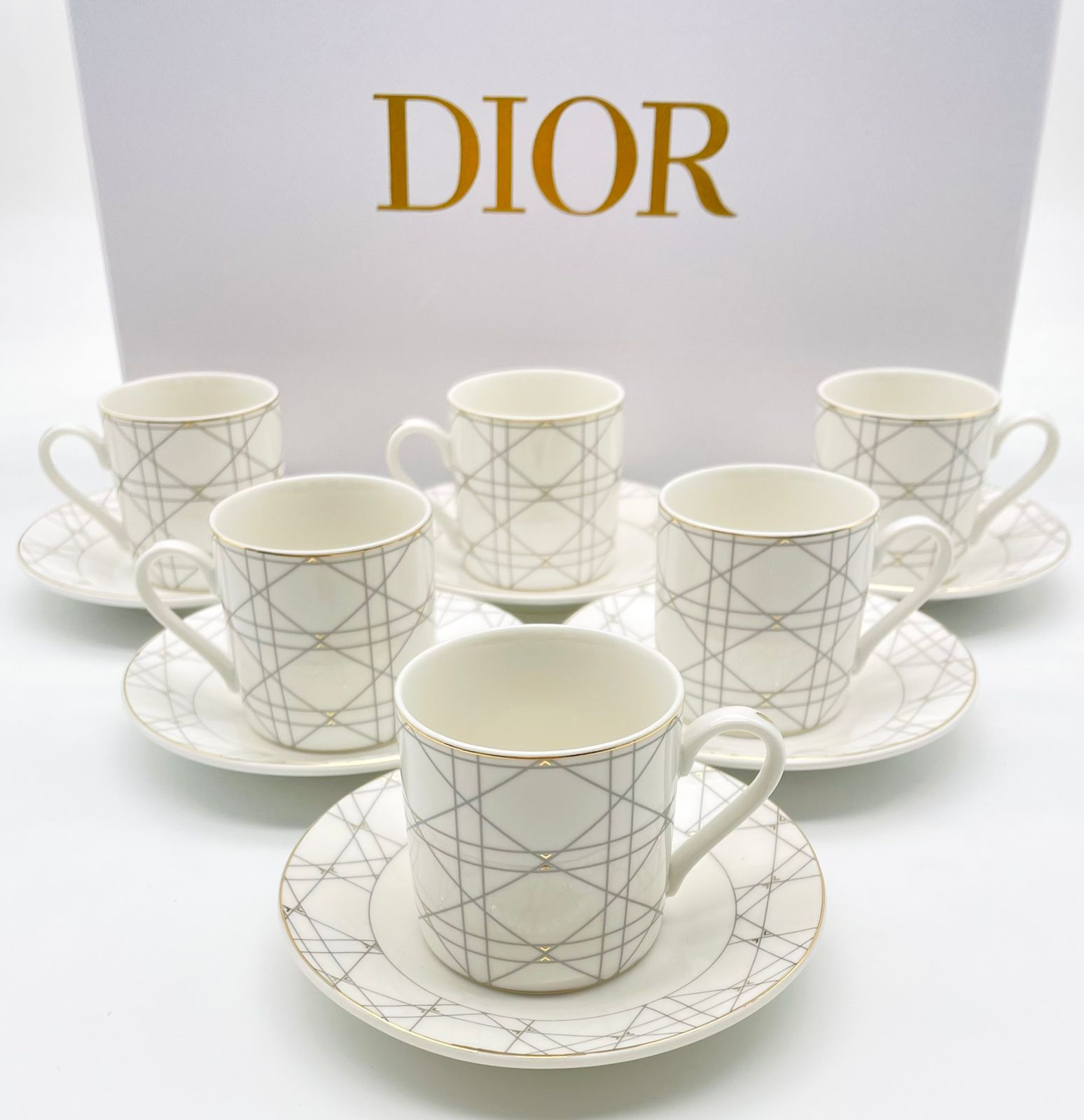 Dior Turkish coffee set of six white cups